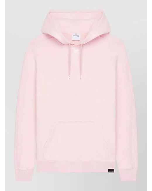 Courreges Pink Hooded Crewneck Sweater Nylon Silk Blend for men