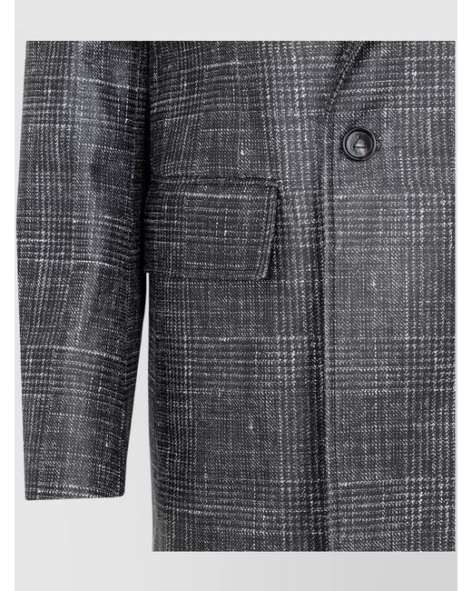 Bottega Veneta Gray Leather Jacket With Prince Of Wales Check