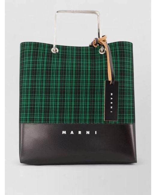 Marni Green Small Shopper Bag Wool Shoulder Top Handle for men