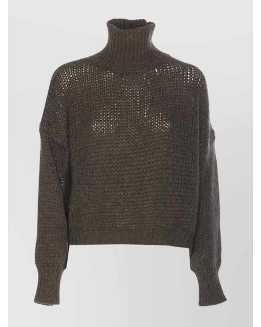 Roberto Collina Multicolor Long Sleeve Turtleneck Open Knit Sweater