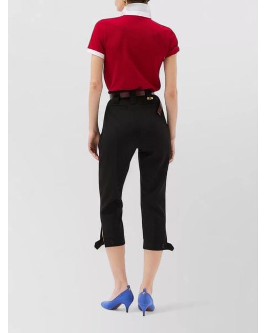 Versace Black Straight Pants Belt Loops Cuffed Hem