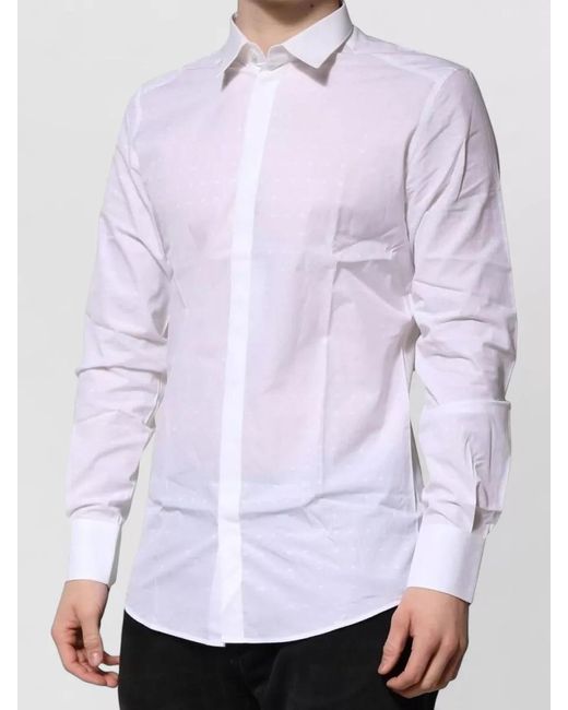 Dolce & Gabbana Purple Cotton Long-Sleeve Shirt for men