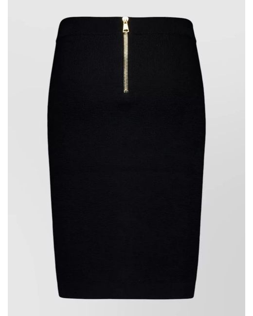 Balmain Black Mini Knit Pencil Skirt