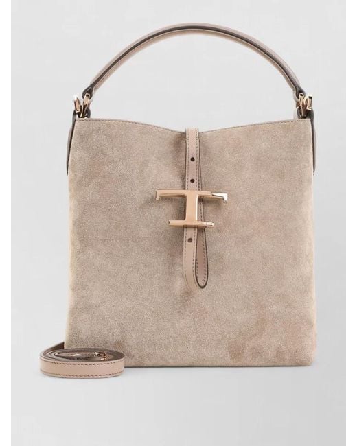 Tod's Natural Bucket Suede Leather Shoulder Bag