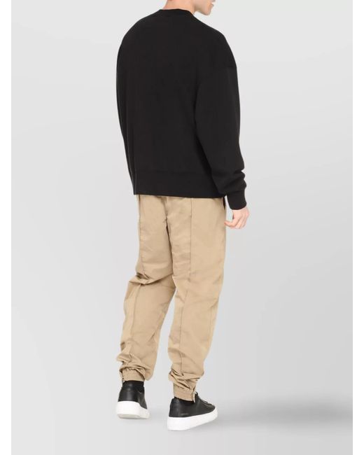 Palm Angels Blue Cotton Ribbed Crew-Neck Sweatshirt for men