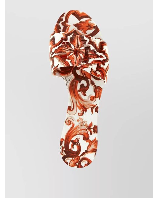 Dolce & Gabbana Pink Bianca Flat Slides Open Toe Print
