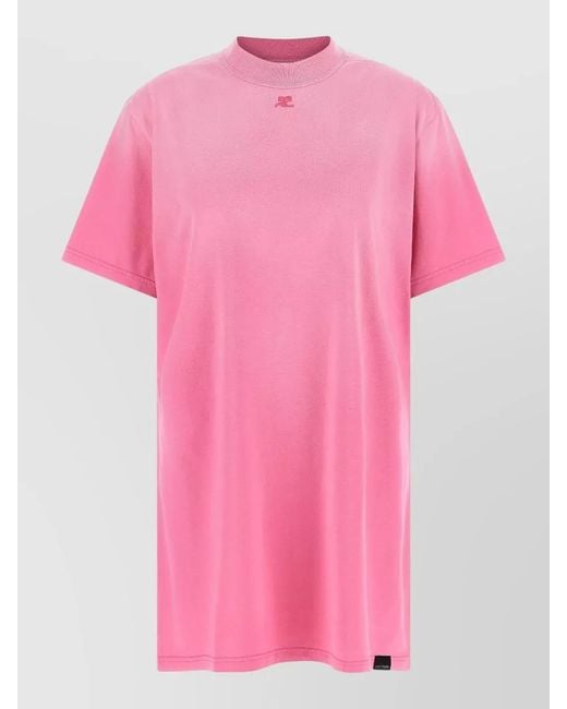 Courreges Pink Cotton Mini T-Shirt Dress