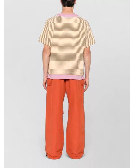 Marni Natural Striped Floral Front Short Sleeve Top for men