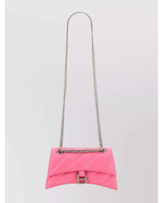Balenciaga Pink Crush Small Leather Shoulder Bag
