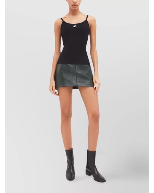 Courreges Black Ribbed Knit Slim-Fit Tank Top