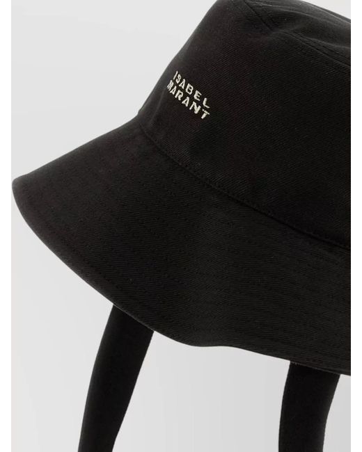 Isabel Marant Black Wide Brim Hat Featuring Chin Strap
