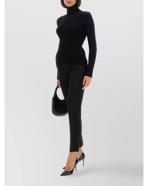 Jean Paul Gaultier Blue Merino Wool Slim-Fit High-Neck Long-Sleeve Jumper