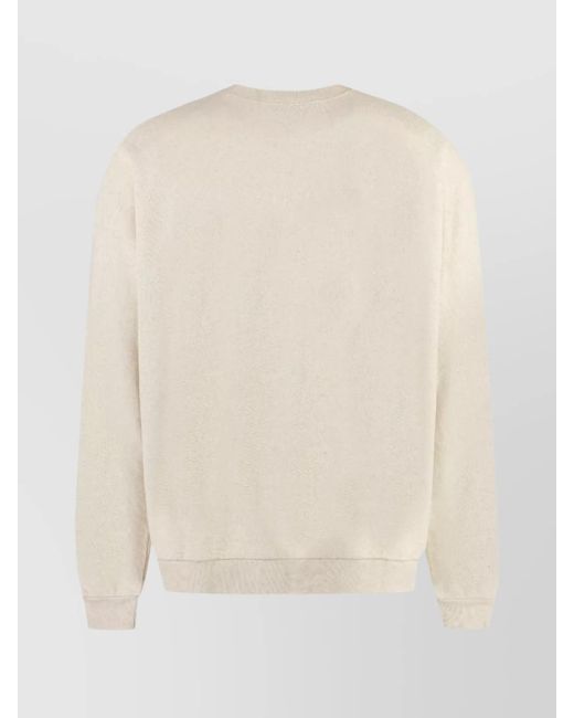 Palm Angels Natural Ribbed Cotton Linen Crew Neck Sweatshirt for men