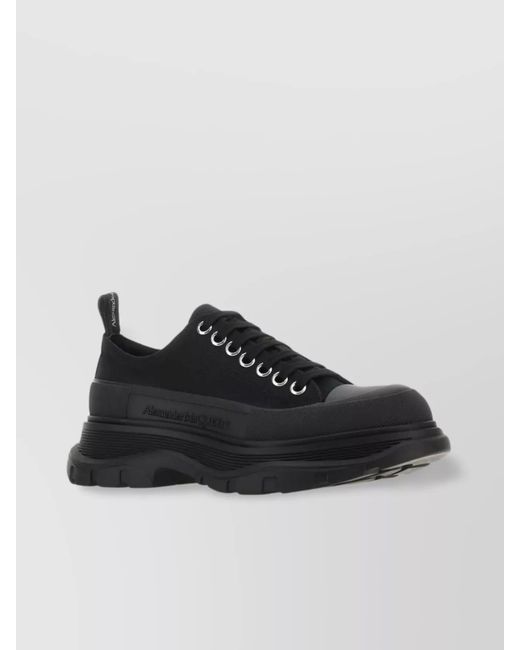 McQueen Black Canvas Tread Slick Sneakers