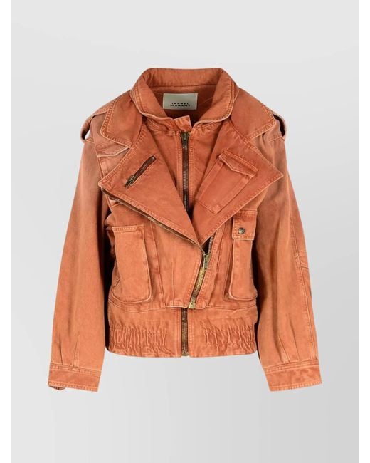 Isabel Marant Orange 'Aneli' Cotton Jacket Featuring Pockets