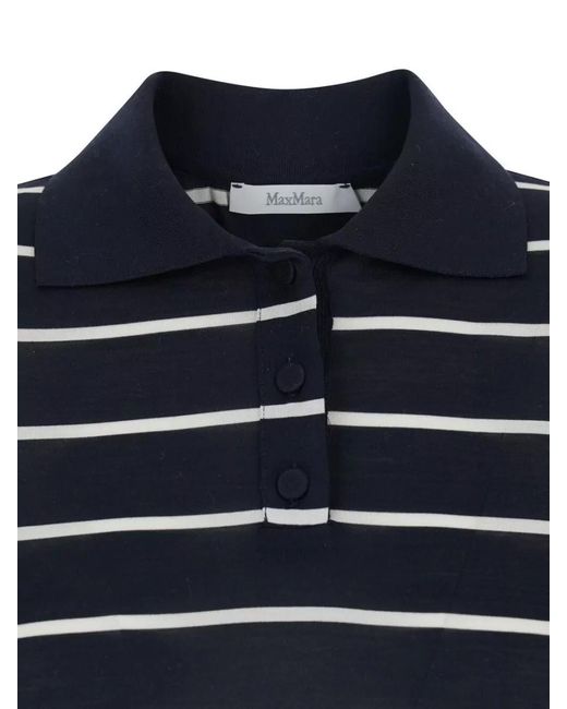 Max Mara Blue Polo Shirt Bellico Silk
