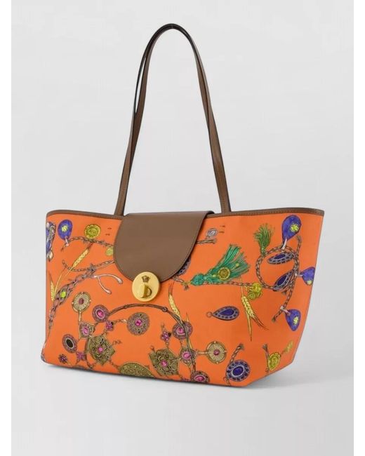 Versace Orange Small Cotton Beach Bag