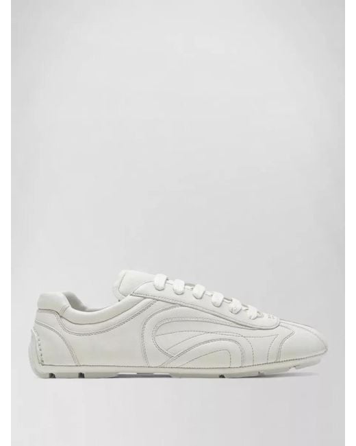Prada White Low Top Sneakers Rubber Sole Stitching for men