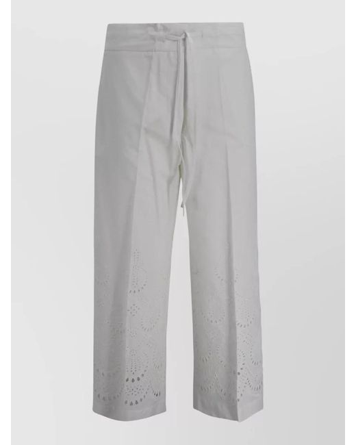 P.A.R.O.S.H. Gray Cropped Trousers Featuring Adjustable Drawstring Waist