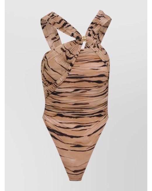 Elisabetta Franchi Multicolor Tiger Print One Piece Swimsuit Body