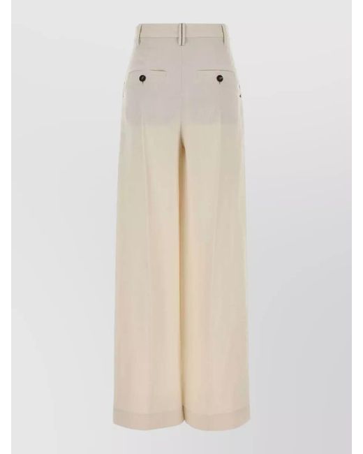 Brunello Cucinelli White Viscose Blend Wide Leg Tailored Pant