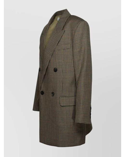 AMI Green Virgin Wool Double-Breasted Oversized Jacket