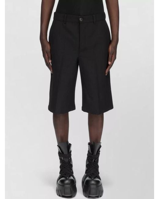 Rick Owens Black Knee Length Shorts Belt Loops Pockets for men
