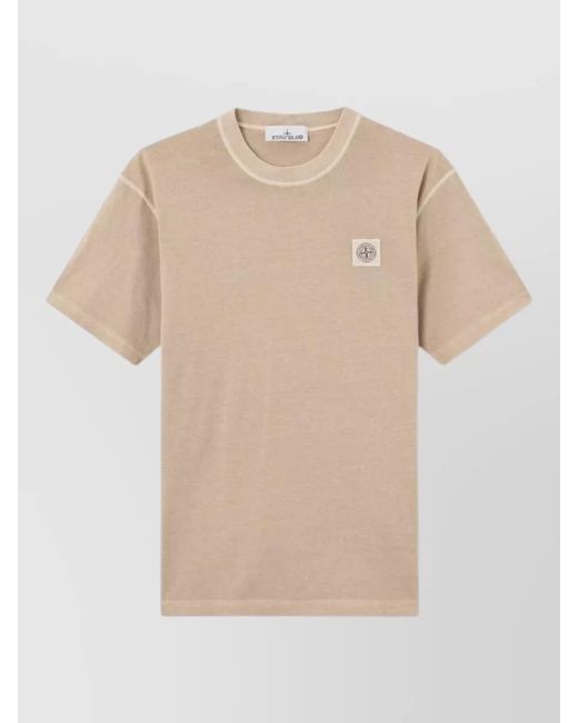Stone Island Natural Cotton Ribbed T-Shirt for men