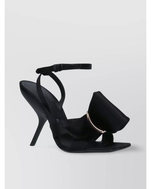 Ferragamo Black Heel Sandals With Bow Detail And Open Toe