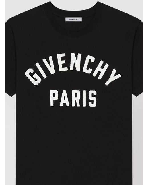 Givenchy Black Cotton Logo-Embroidered Crew-Neck T-Shirt for men