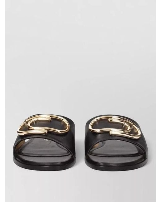 Off-White c/o Virgil Abloh Gray Leather Slide Sandals