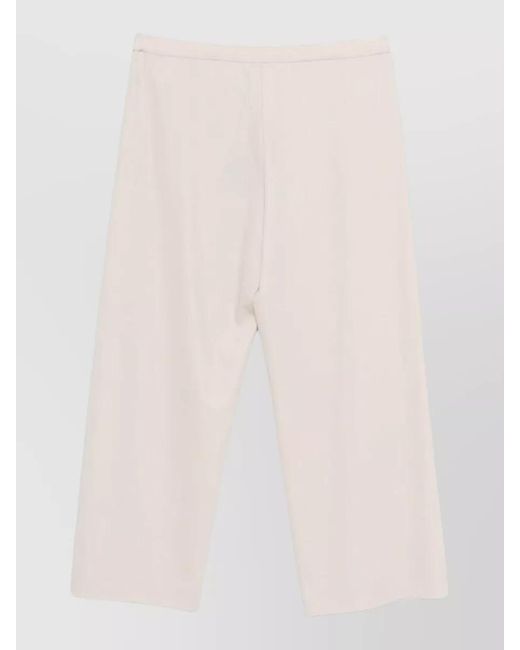 Max Mara Natural Straight-Leg Cropped Wool Trousers