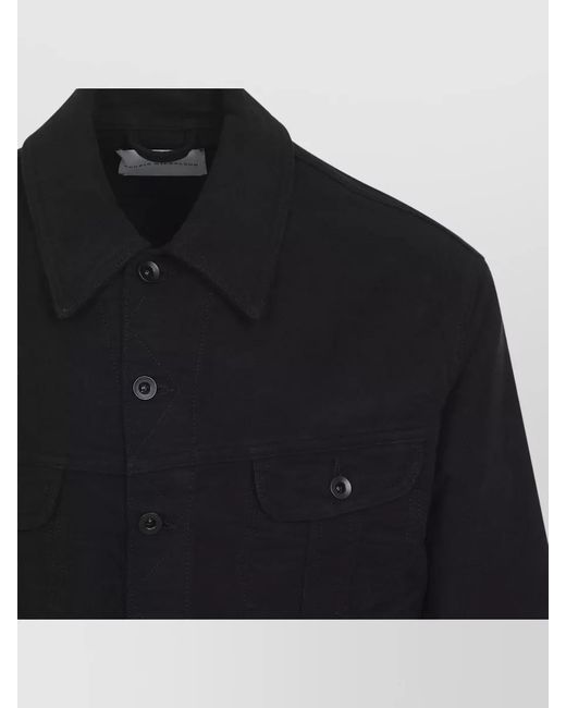 Studio Nicholson Black Cotton Cropped Single Breasted Coat for men