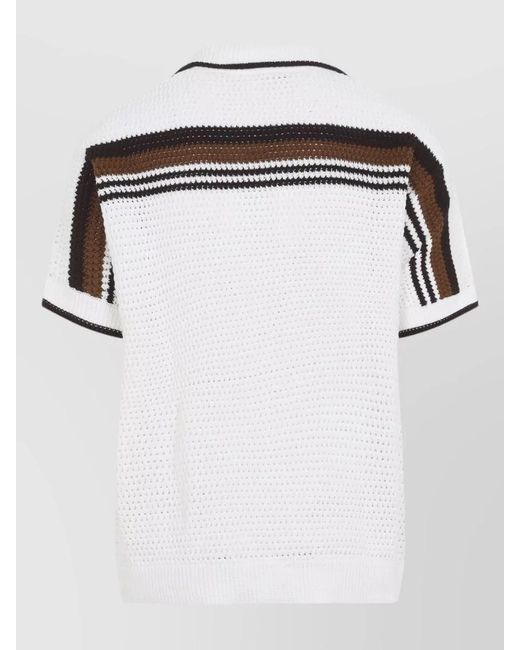 Casablanca Black Short Sleeve Crochet Camp Collar Shirt for men