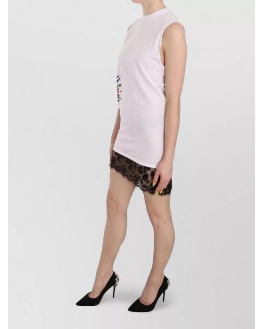 DSquared² Pink Cotton Printed Sleeveless Mini Dress