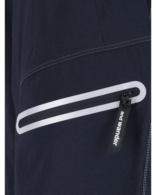 And Wander Blue Urban Shorts Adjustable Waist Contrast Stitching for men