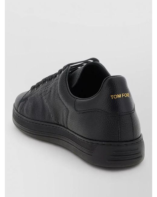Tom Ford Black Leather Low-Top Sneakers for men
