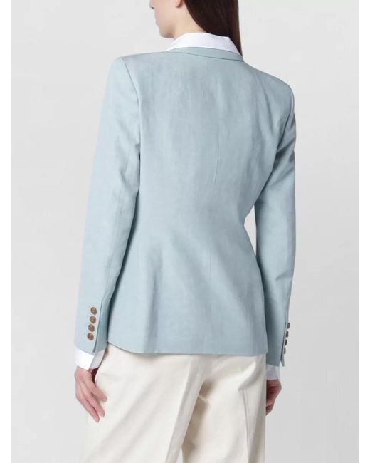 Blazé Milano Blue Silk Linen Double Breasted Blazer