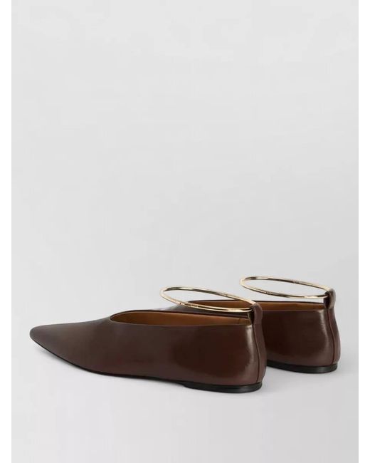 Jil Sander Brown Suede Pointed Toe Ballerina Flats Anklet