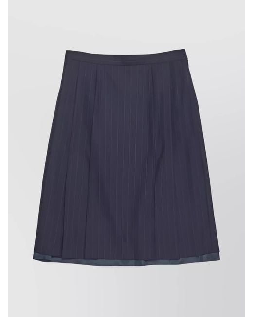 Maison Margiela Blue Wool Pleated Midi Skirt