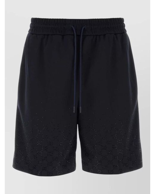 Gucci Blue Polyester Bermuda Shorts Embroidered Pattern Knee Length for men