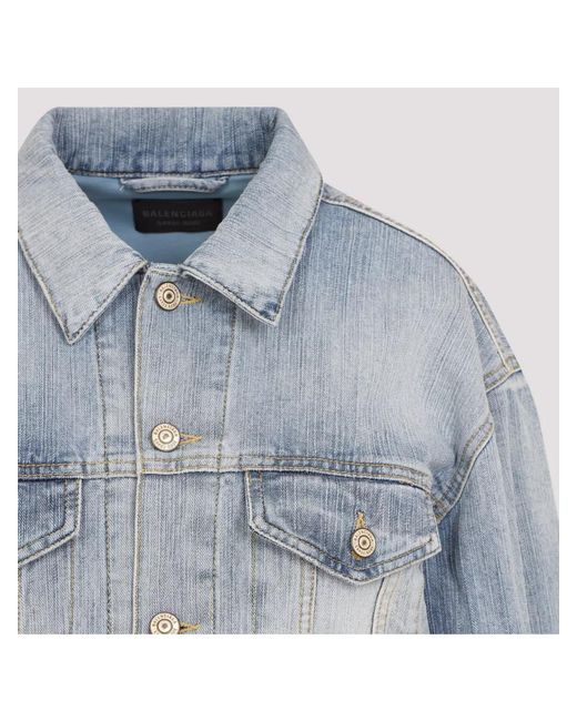 Balenciaga Blue Standing Collar Denim Jacket