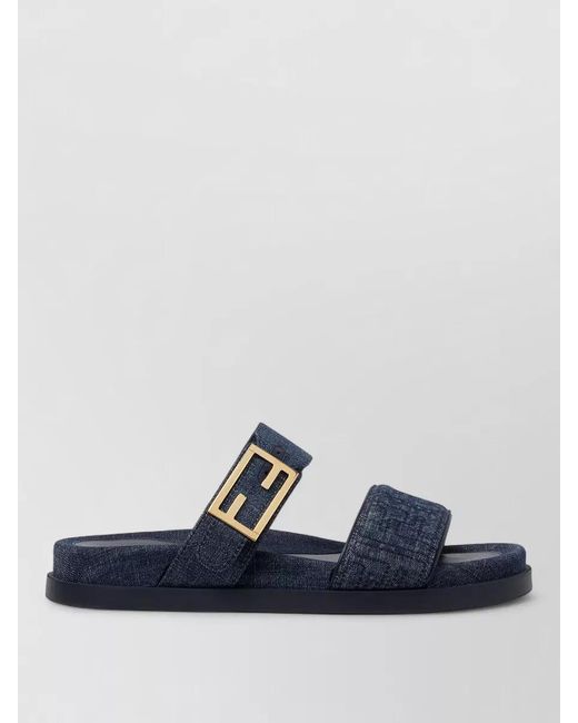 Fendi Blue Denim Flat Sandals