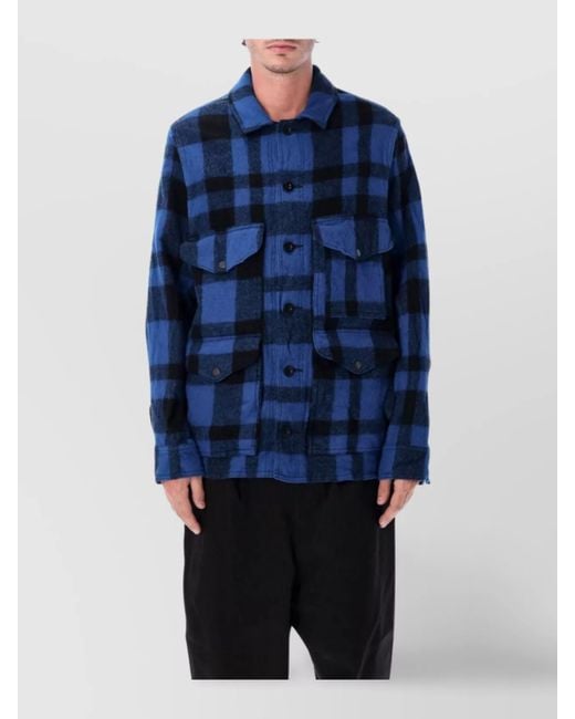 Junya Watanabe Blue Checked Flap Pocket Long Sleeve Jacket for men