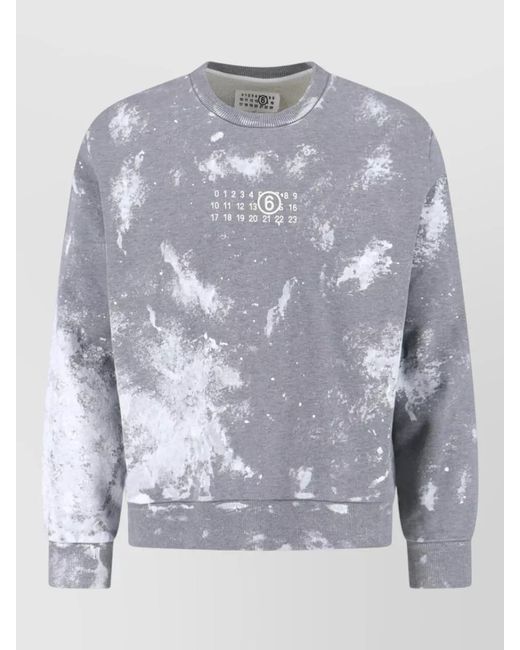 MM6 by Maison Margiela Gray Crew Neck Sweatshirt Graphic Print Tie Dye for men