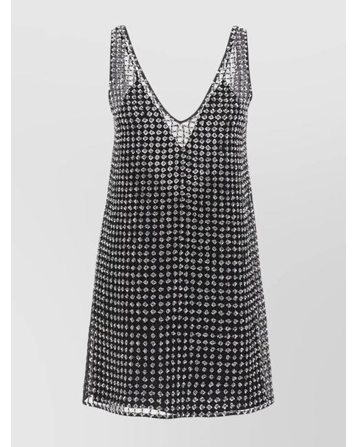 Max Mara Black Sequin V-Neck Embellished Mini Dress