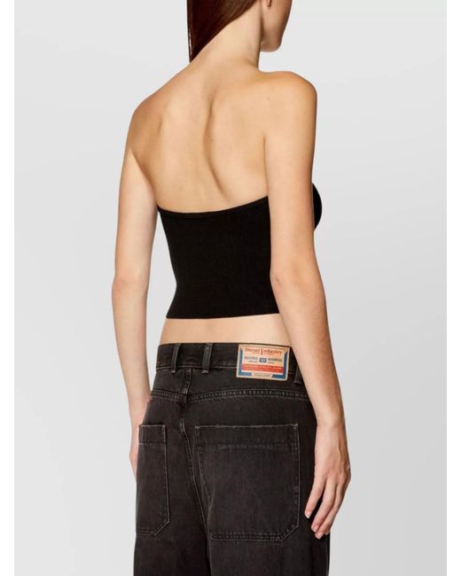 DIESEL Black Ribbed Sleeveless Cropped Top