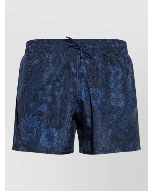 Etro Blue Printed Swim Shorts for men