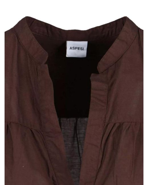 Aspesi Brown Cotton Oversized Knee-Length Dress