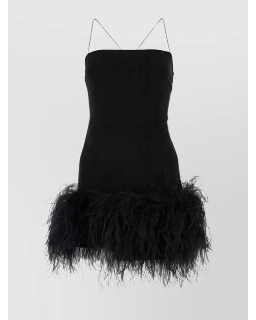 The Attico Black Feather Trim Mini Dress